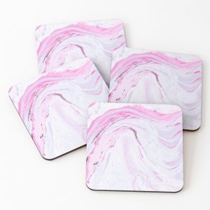 Pink Marble Effect Coaster Set